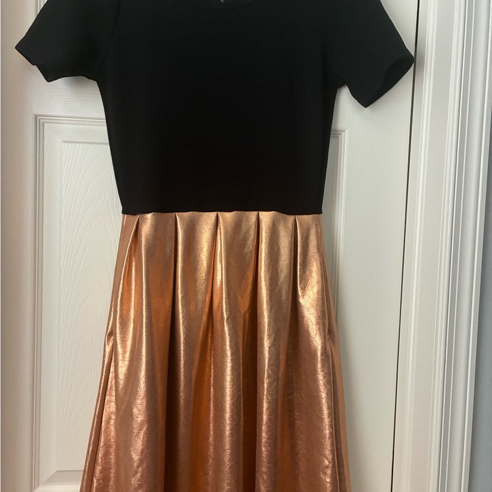 LuLaRoe Amelia Women’s Small Black Dress with Metallic Accents